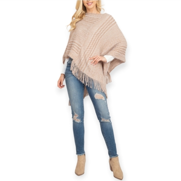 Poncho Sweater With Fringe - Picture 6 of 11